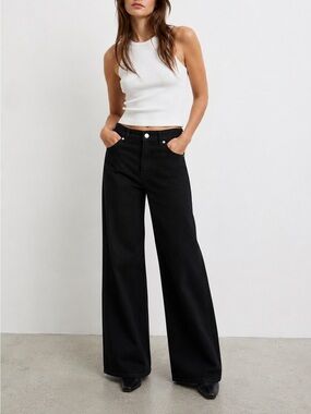 COS Dial High-Rise Wide-Leg Jeans Black Size 27 NWT